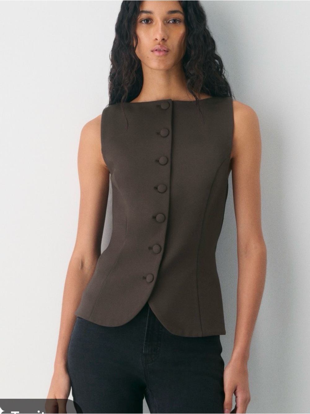 Aritzia Wilfred Ponteflex Risette Vest Women’s 10 Chocolate Brown Academia Prep